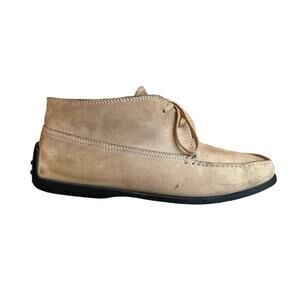 Tods Driving Moccasin Boots Brushed Suede Tan